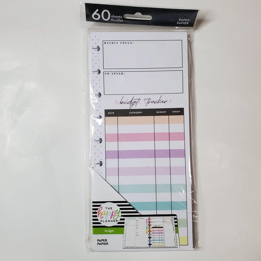 The Happy Planner Lot Budget Tracker Weekly Meal Plan and Rare Zipper Pouch New